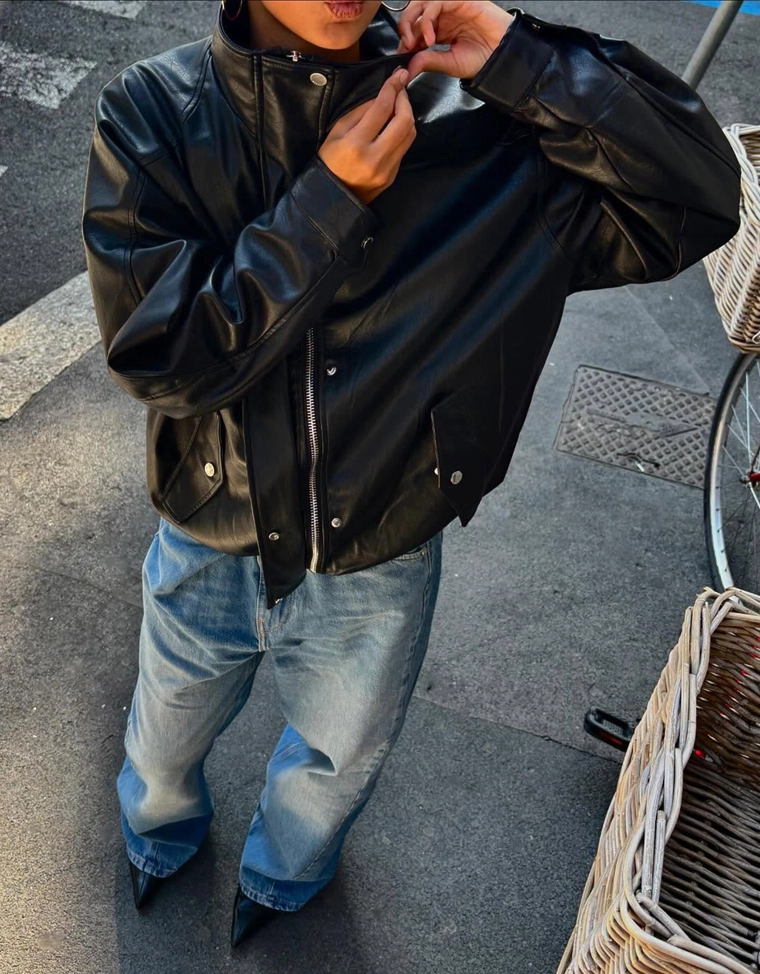 Куртка оверсайз из искусственной кожи