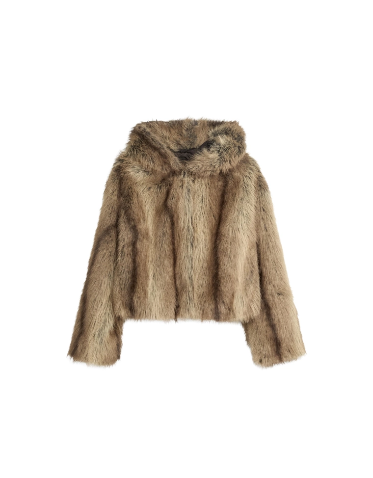 Куртка из искусственного меха с капюшоном