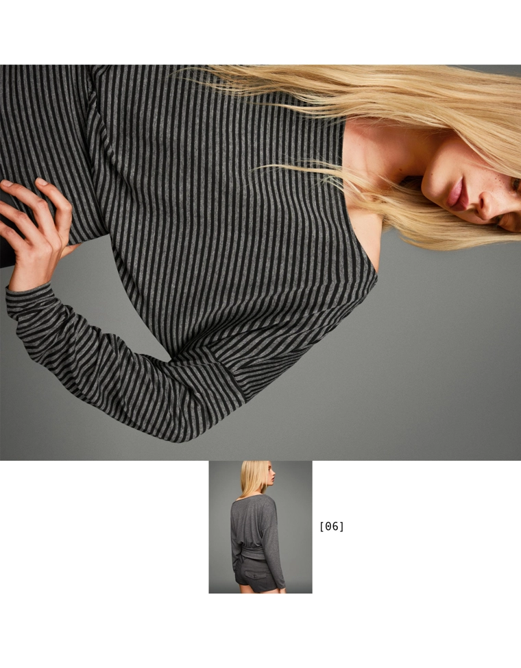 Футболка в полоску с длинными рукавами и поясом