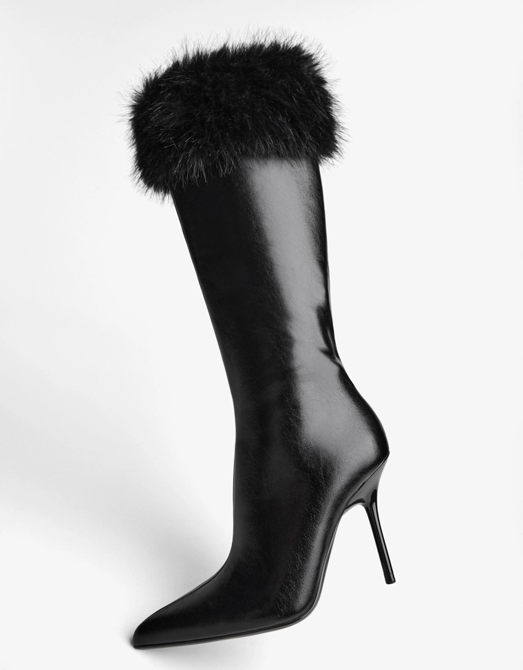 Сапоги на каблуке с мехом