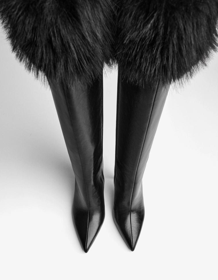 Сапоги на каблуке с мехом