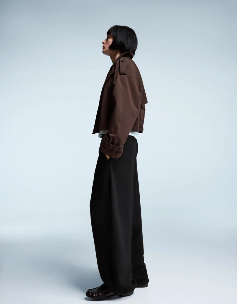 Брюки barrel из мягкой ткани с фиксаторами