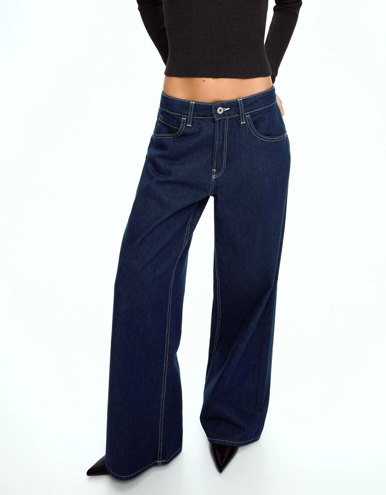 Джинсы с широкими штанинами