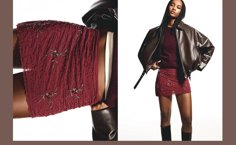 Мини-юбка асимметричного кроя с вышивкой