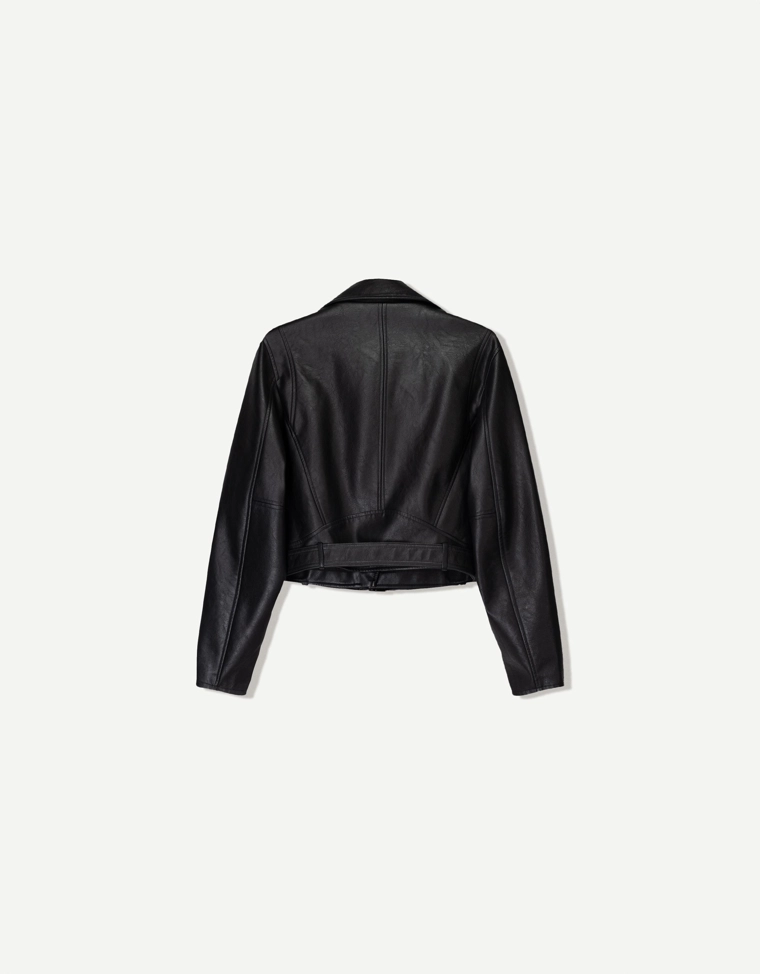 Куртка в байкерском стиле из искусственной кожи