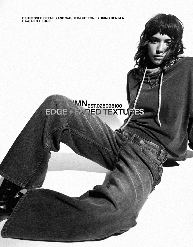 Джинсы с широкими штанинами и поясом на запахе