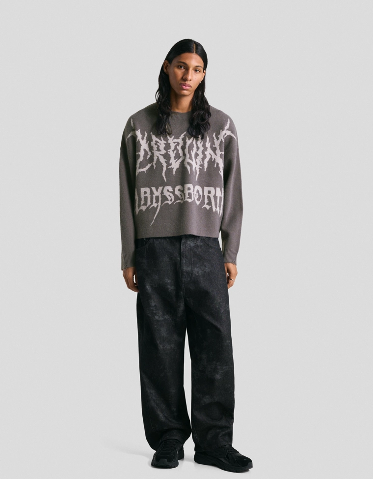 Укороченный жаккардовый свитер