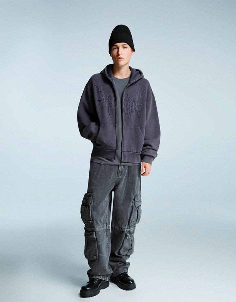 Укороченная толстовка на молнии геометрического кроя