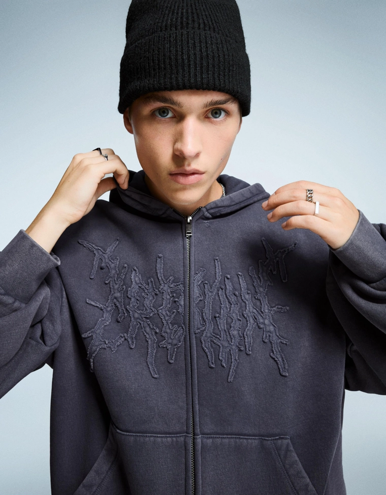 Укороченная толстовка на молнии геометрического кроя