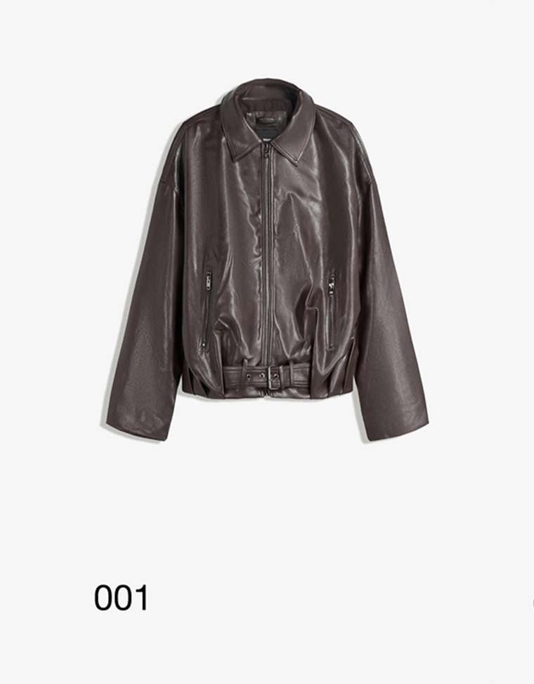 Куртка-бомбер из искусственной кожи с ремнем