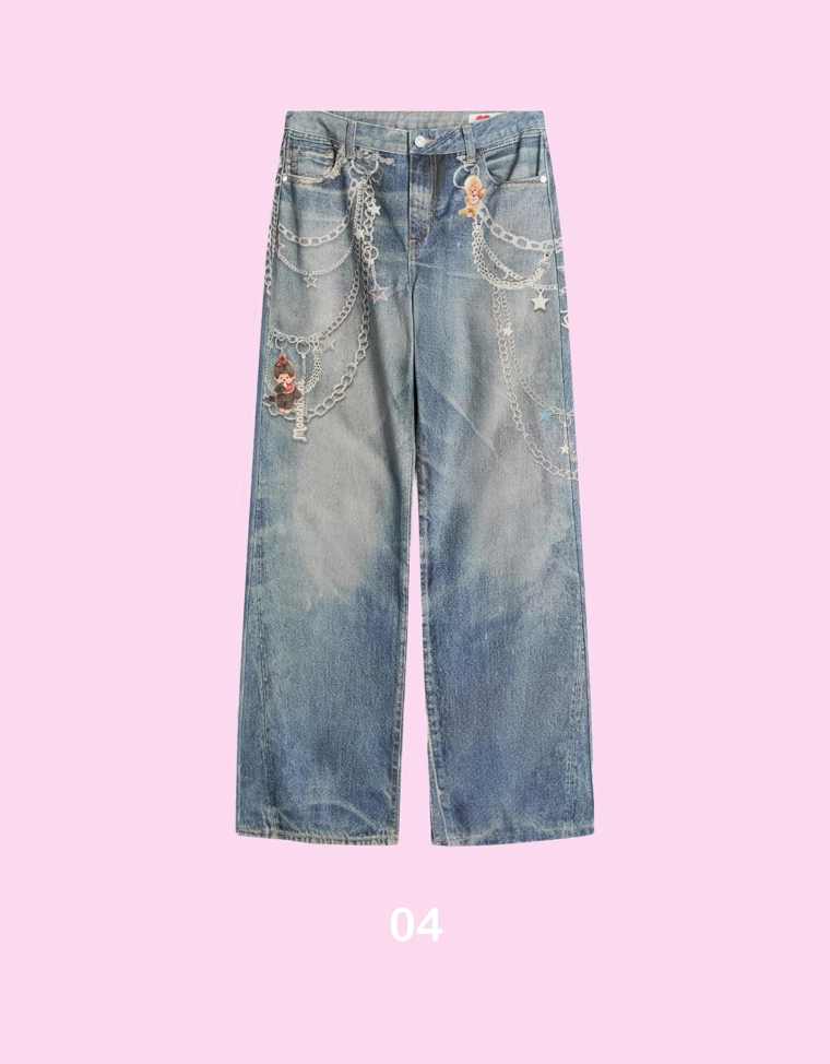 Джинсы Monchhichi свободного кроя с принтом