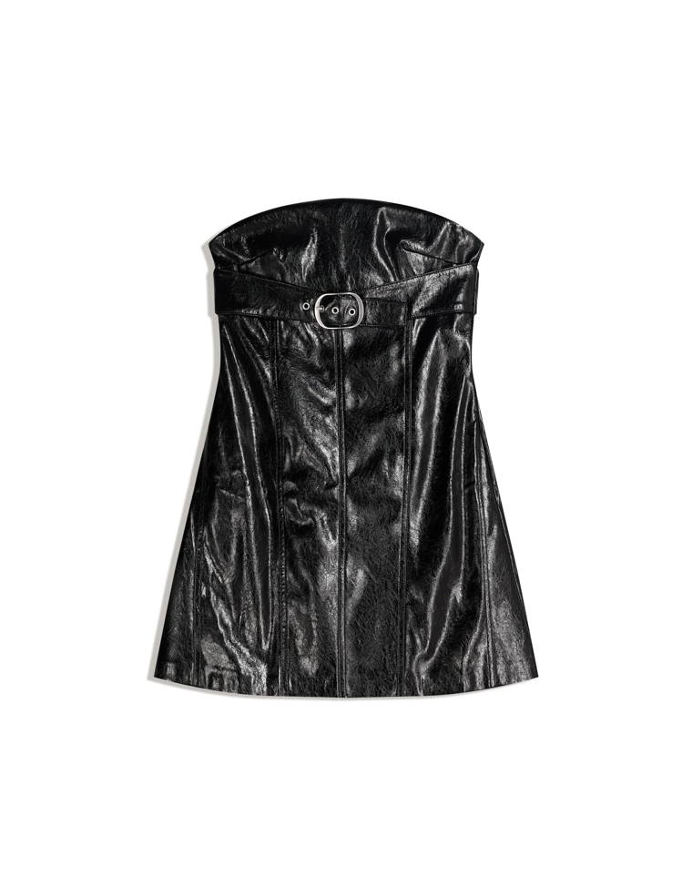 Мини-платье из искусственной кожи с пряжкой