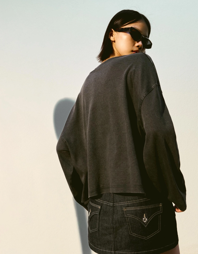 Принтованная футболка с длинным рукавом