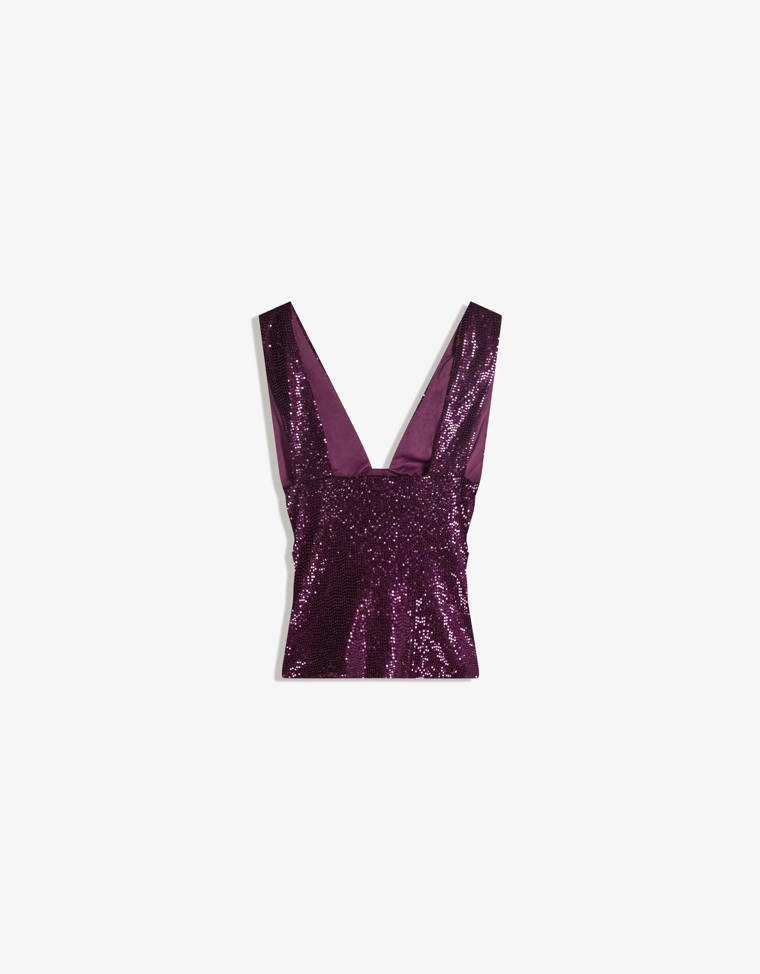 Облегающий топ со сборками и блестками