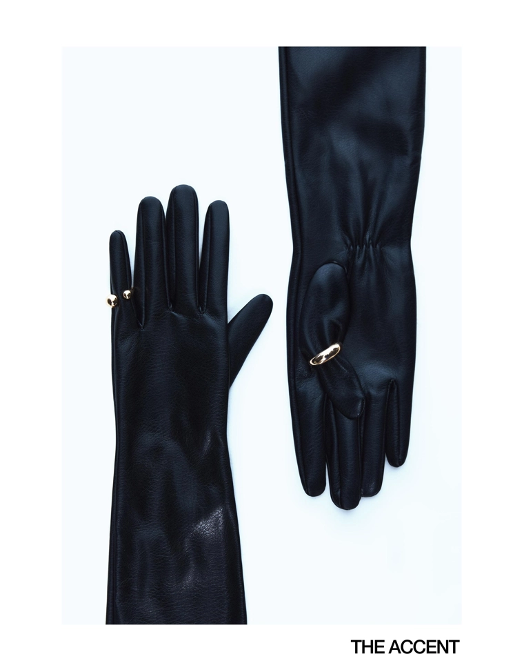 Длинные перчатки из искусственной кожи