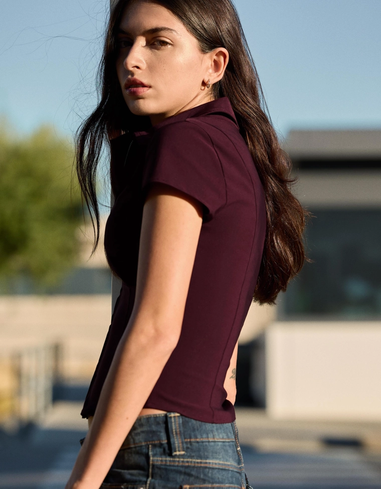 Рубашка на молнии с короткими рукавами