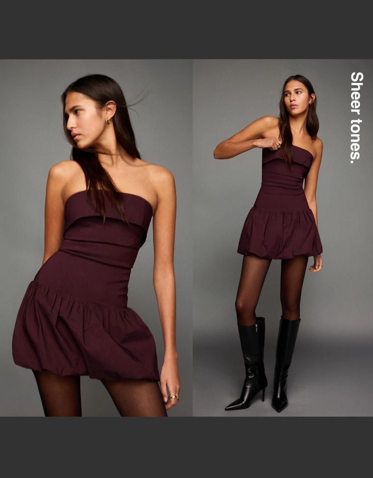 Платье-баллон мини с открытыми плечами