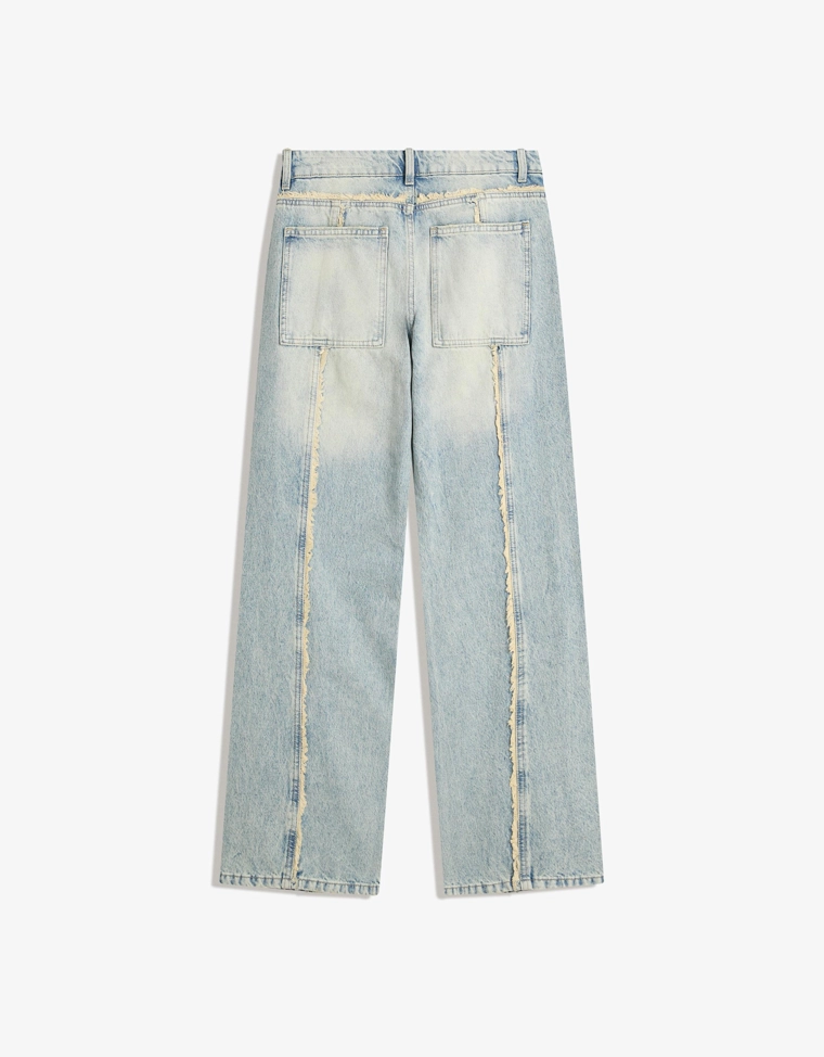 Low waist baggy jeans with fringing