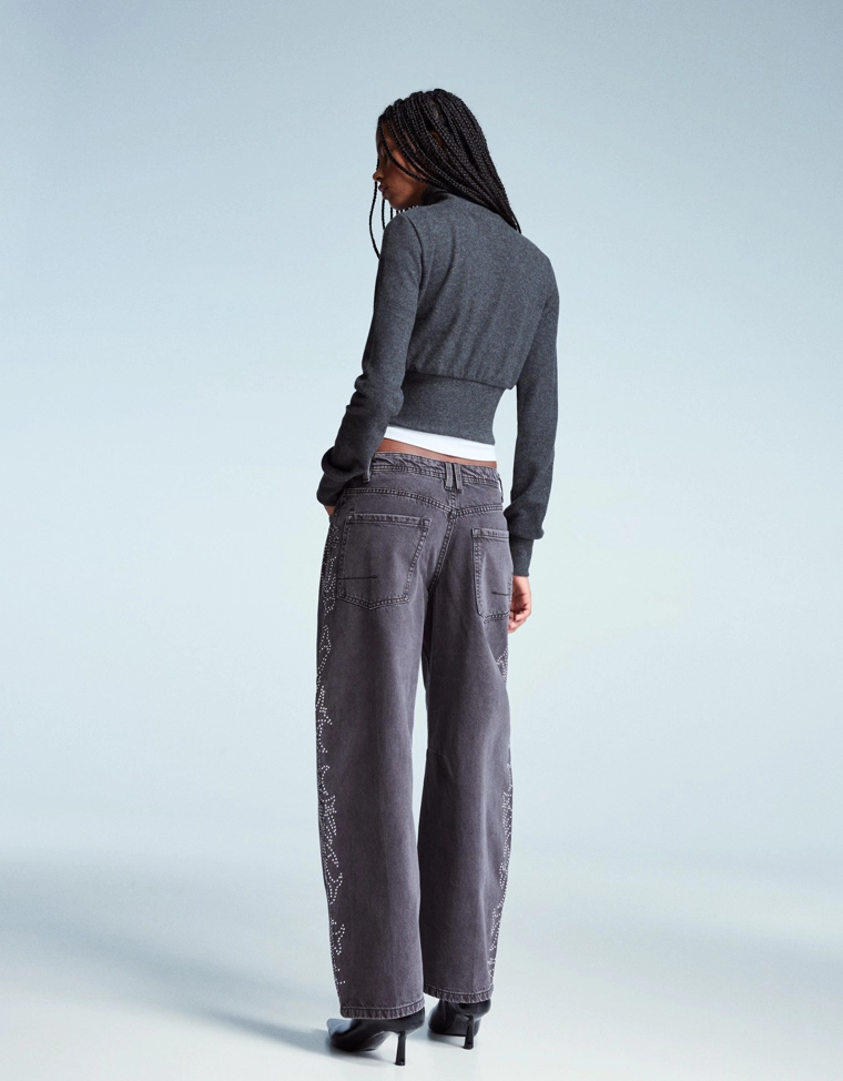 Брюки barrel с блестящей деталью