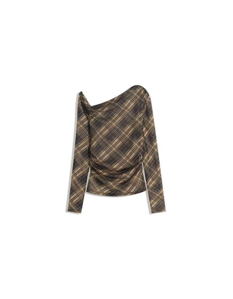 Лонгслив из полупрозрачной ткани в клетку