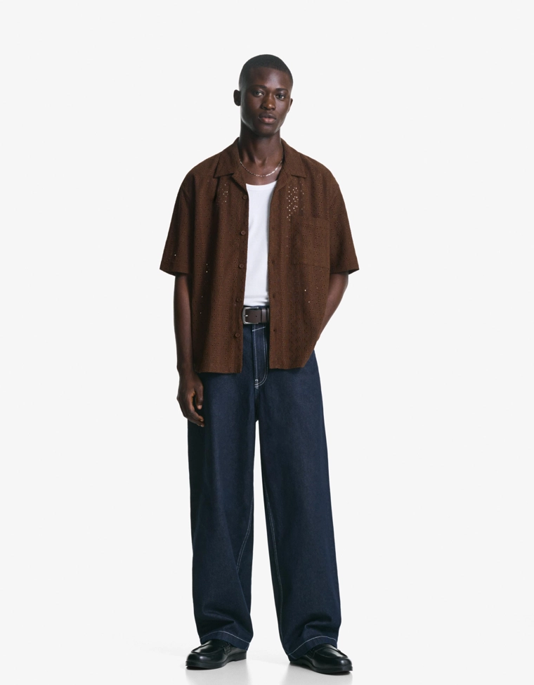 Рубашка с короткими рукавами и вышивкой