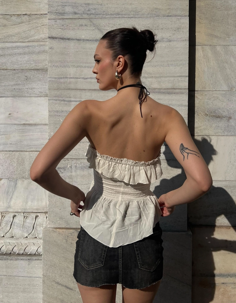 Джинсовая юбка-шорты мини