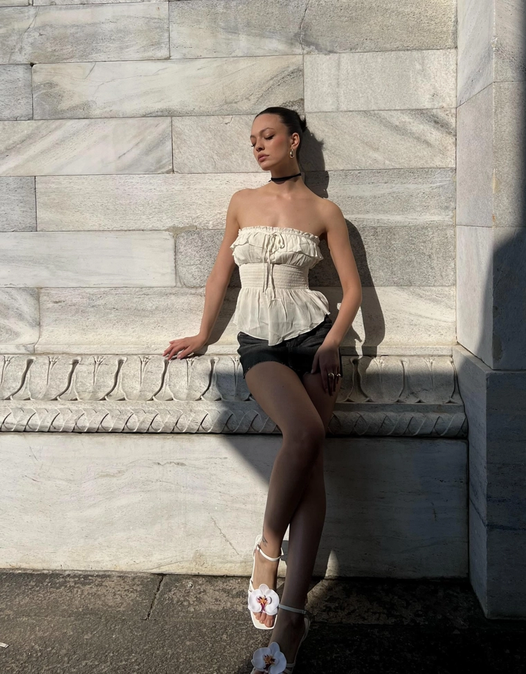 Джинсовая юбка-шорты мини