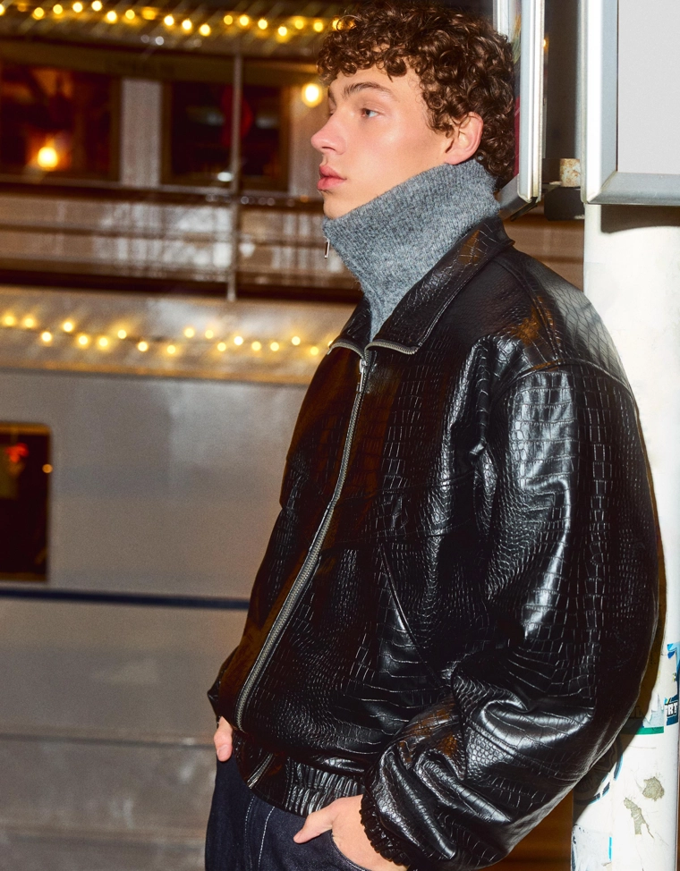 Куртка из искусственной кожи с анималистическим принтом