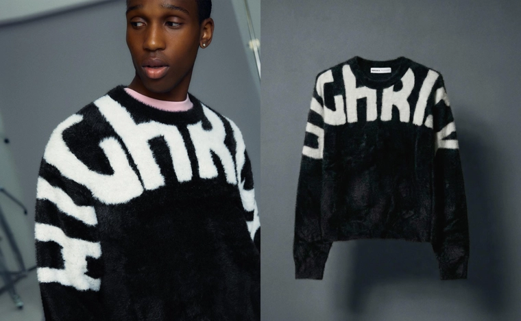 Свитер из искусственного меха с принтом