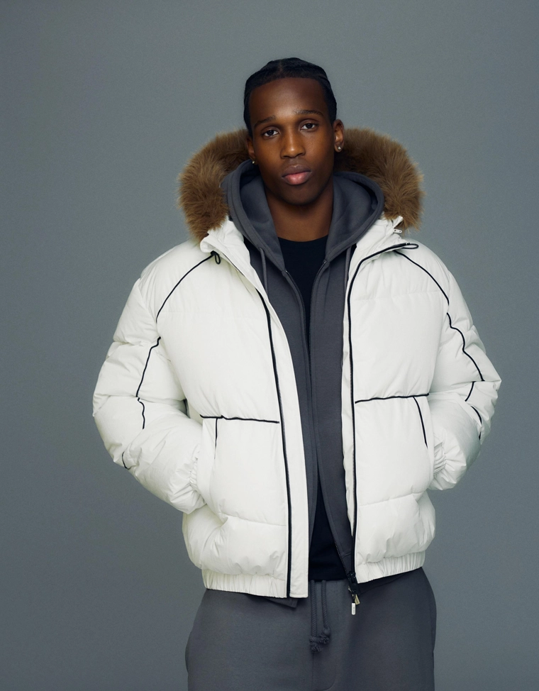 Technical jacket with faux fur hood