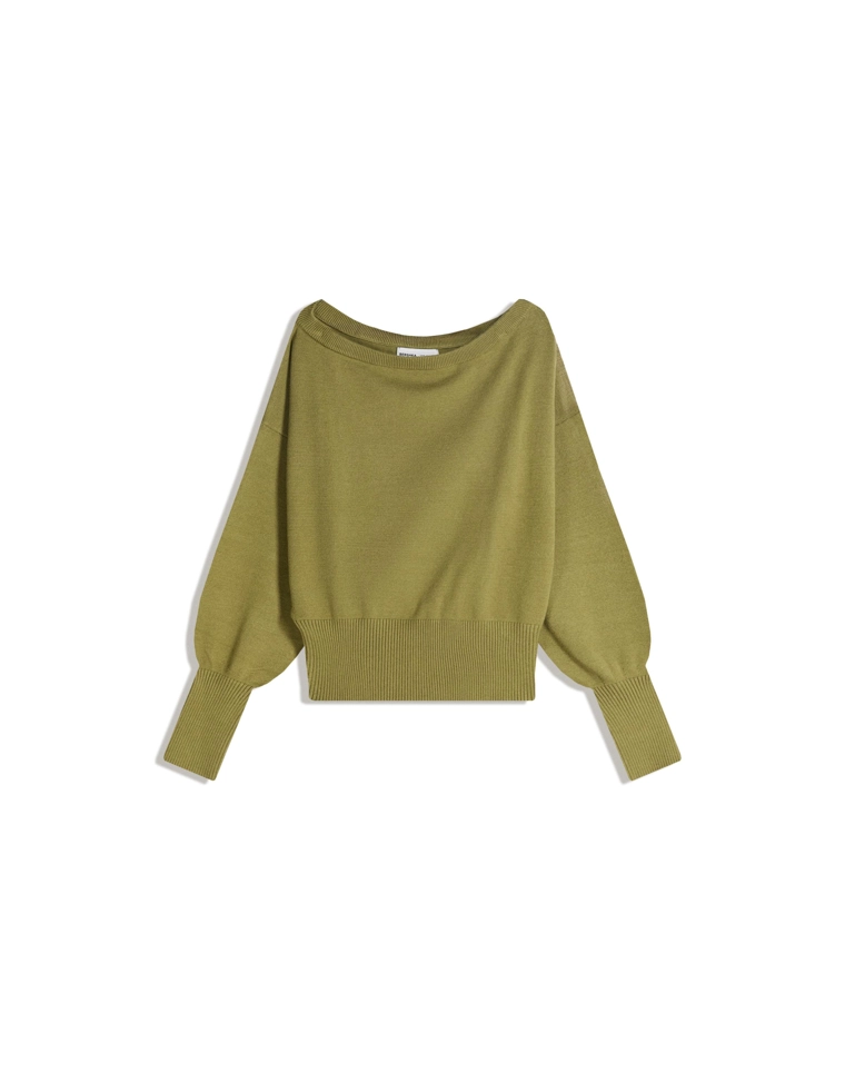 Асимметричный свитер с низом в рубчик