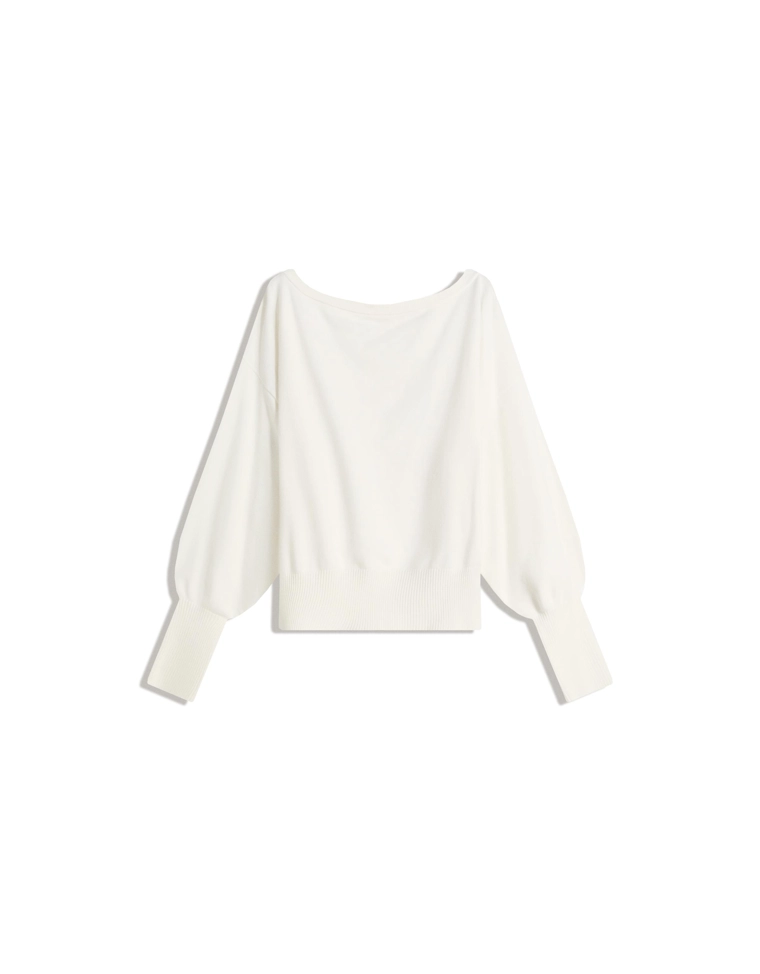 Асимметричный свитер с низом в рубчик