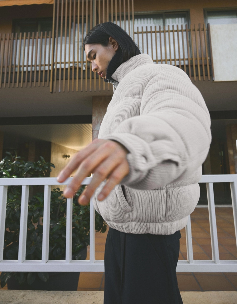 Пуховик крупной вязки