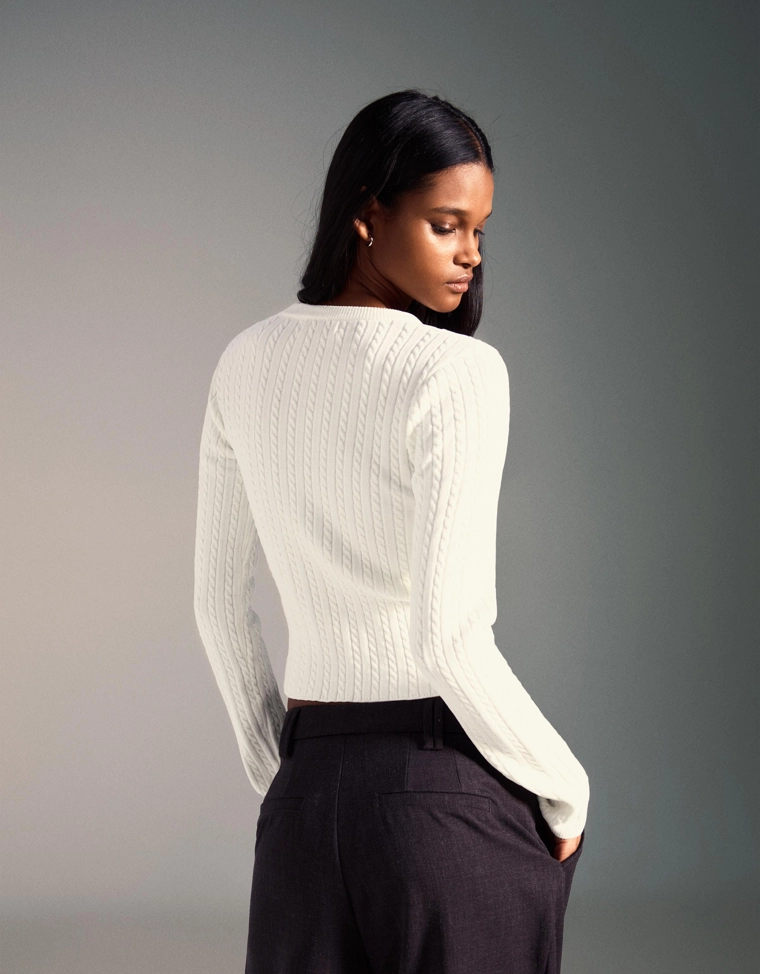 Свитер с узором «Косы» из синели