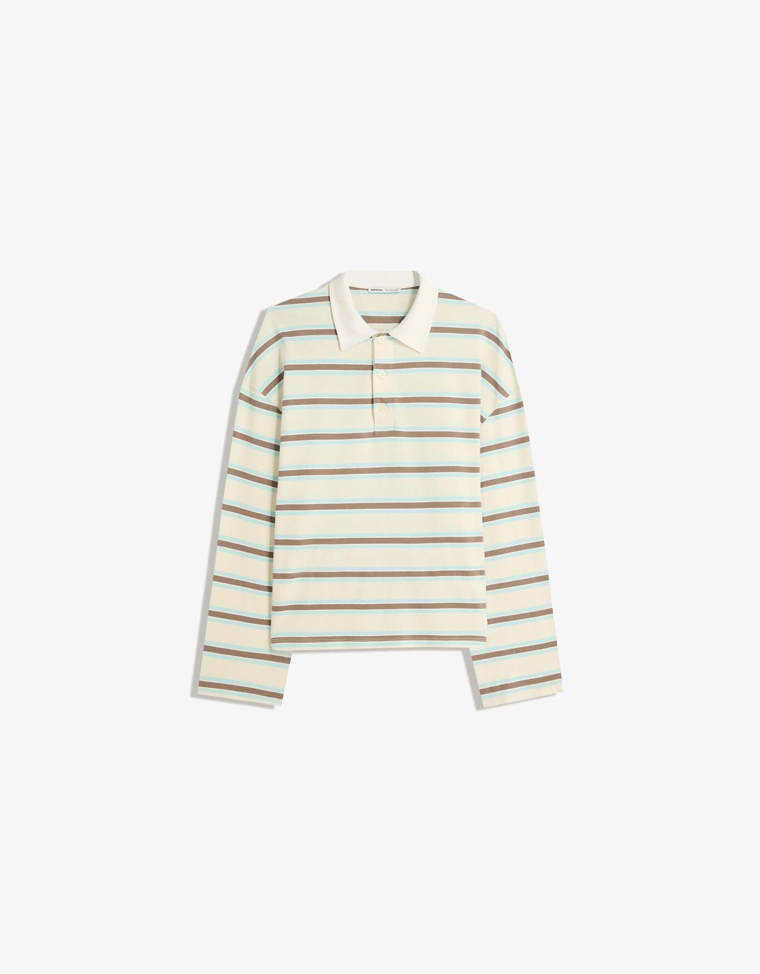 Футболка с длинными рукавами и воротником поло