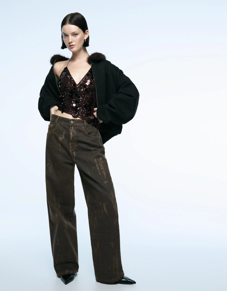 Брюки свободного кроя с принтом