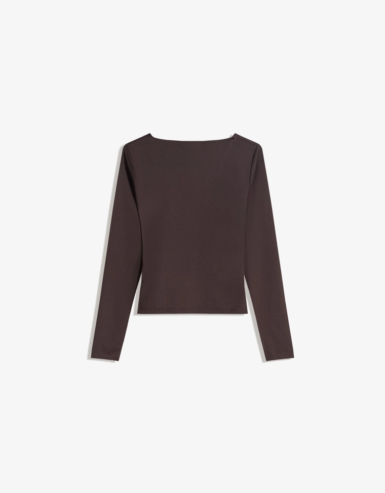 Футболка с длинными рукавами и сборкой