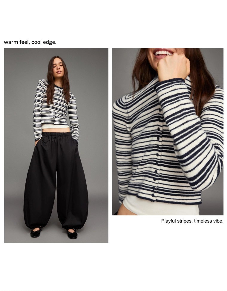 Кардиган в полоску из вязаного полотна