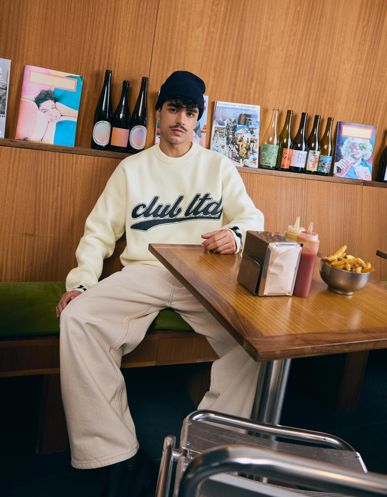 Свитер с принтом и эффектом махровой ткани