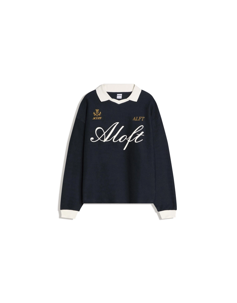 Поло геометрического кроя с длинными рукавами и принтом