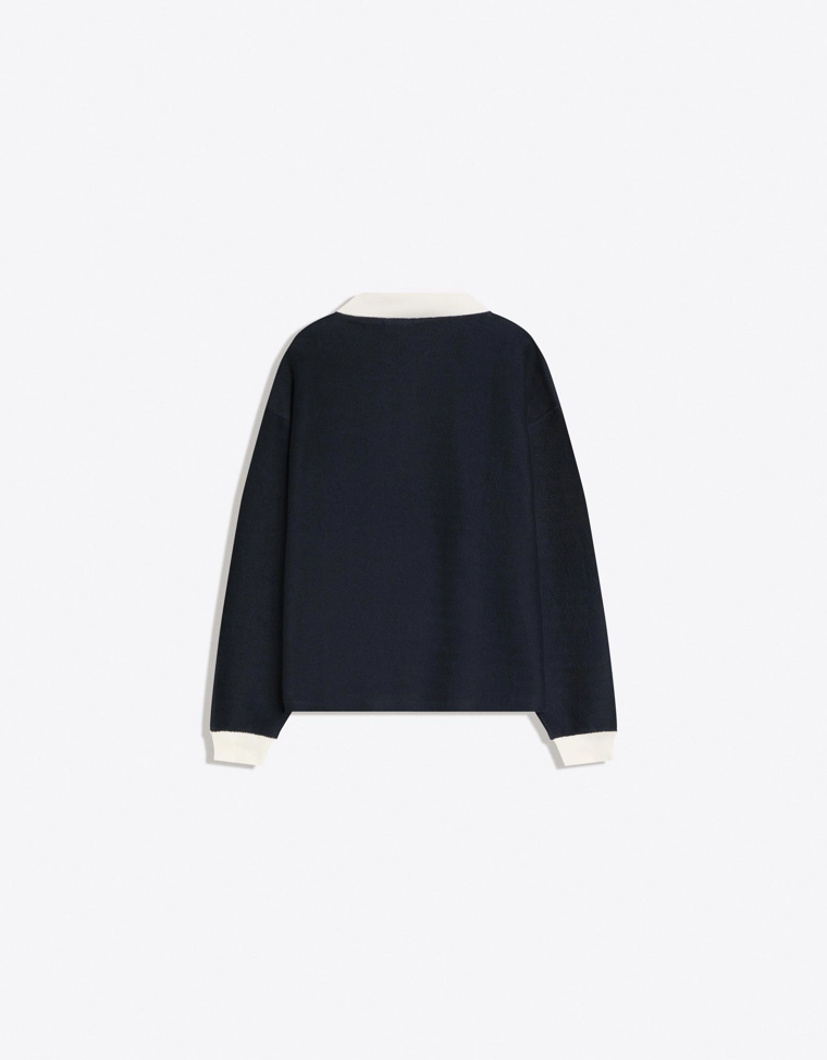 Поло геометрического кроя с длинными рукавами и принтом