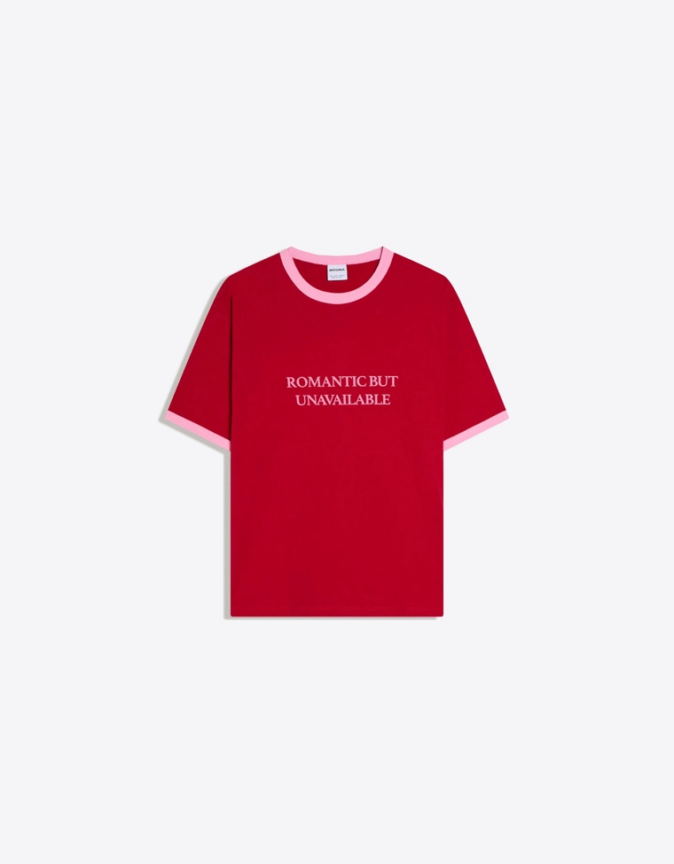 Футболка с короткими рукавами, контрастной отделкой и принтом