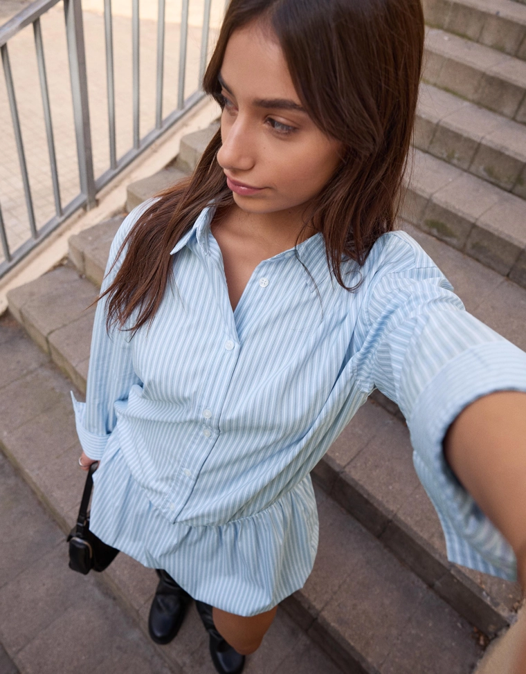 Платье-рубашка мини-баллон