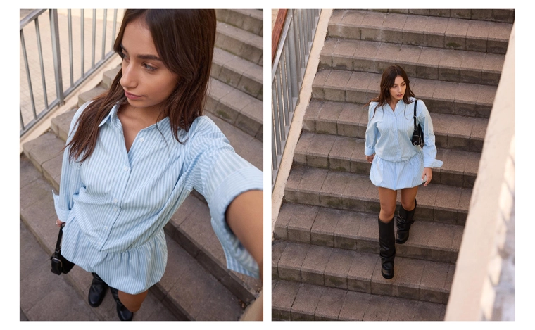 Платье-рубашка мини-баллон