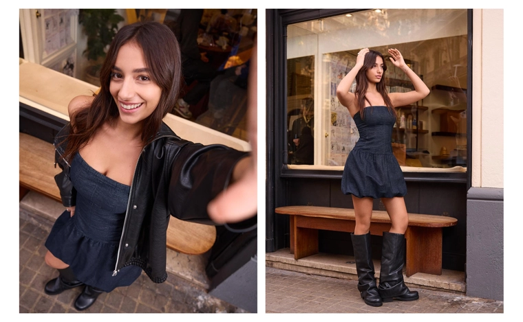 Джинсовое мини-платье balloon