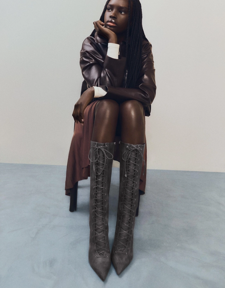 Lace-up heeled boots