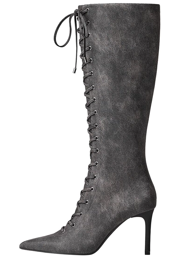 Lace-up heeled boots