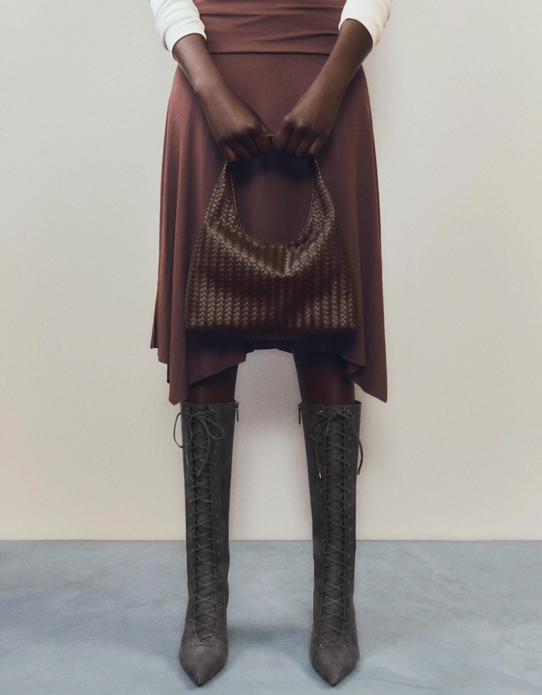 Lace-up heeled boots