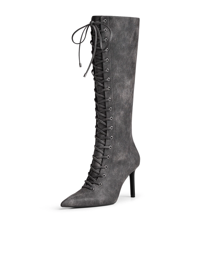 Lace-up heeled boots