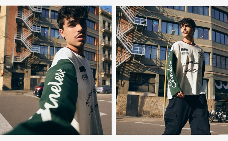 Лонгслив с контрастным принтом